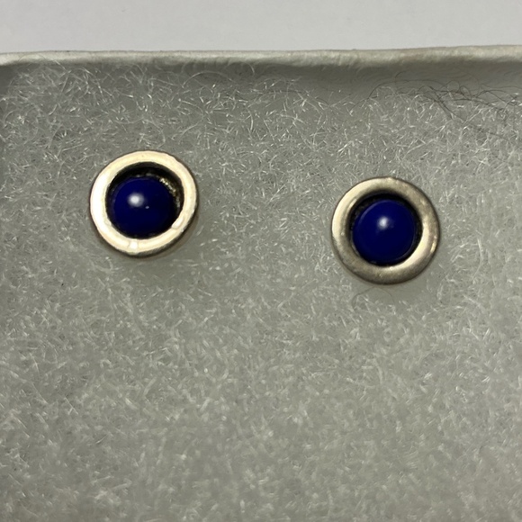 Sterling Silver Lapis Lazuli Stud Earrings - Picture 1 of 5